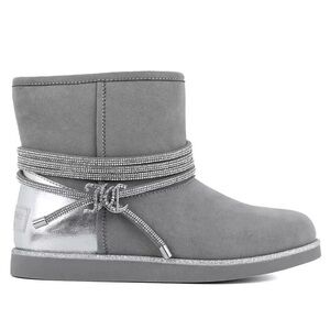 New Gray Silver Juicy Couture Rhinestone Crystal Logo Kander Winter Snow Boots 7